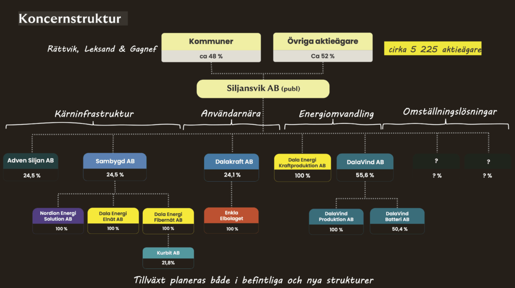 Siljansvik organisationsschema för koncernen