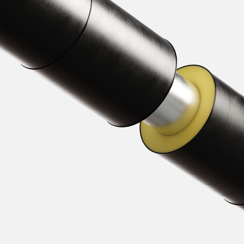 Fjärrvärmerör med skarv (renderad tolkning)